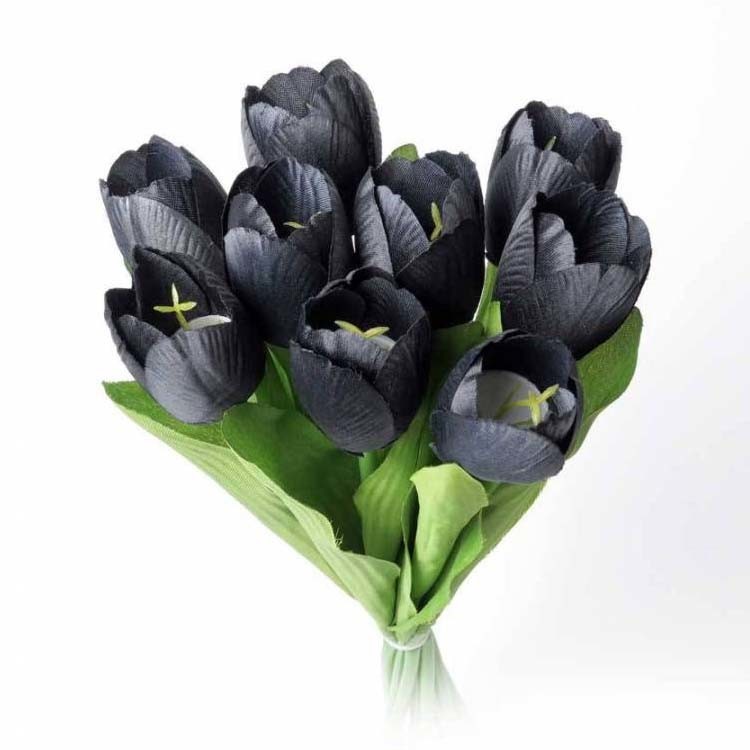 Bouquet de 9 Tulipes Noires artificielles