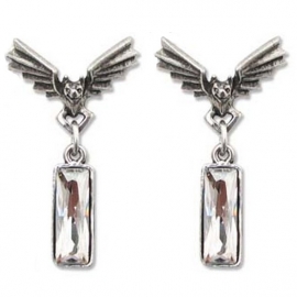Alchemy Gothic E302 Boucles d'Oreilles Gothiques Alchemy Gothic Chrysler Bat Crystal