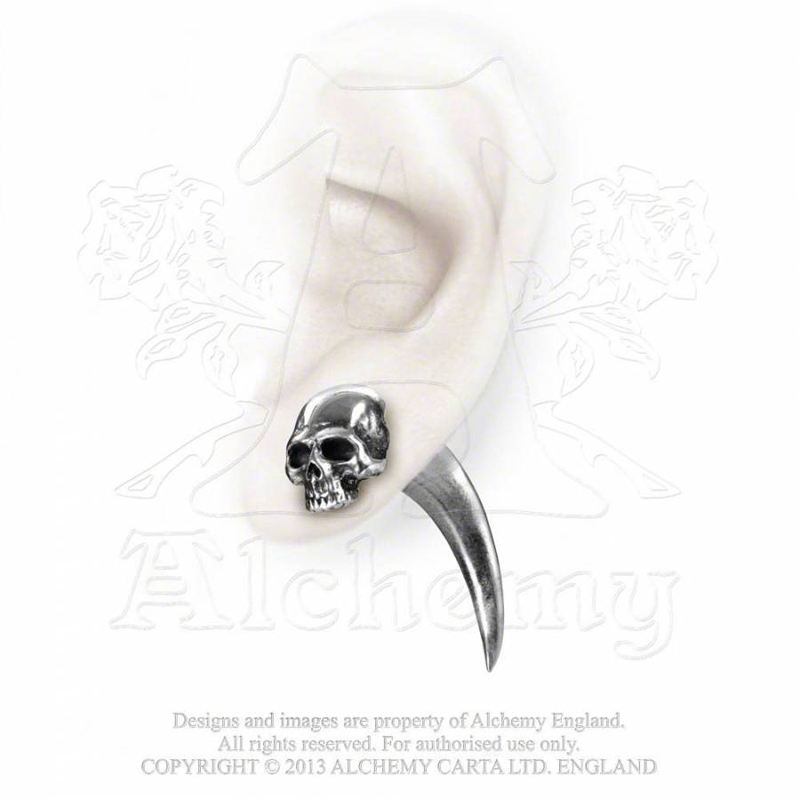 Clou d'Oreille Alchemy Gothic Tomb Skull Horn