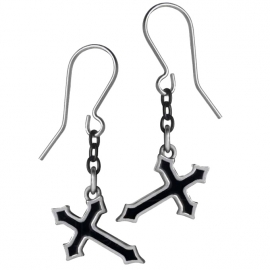 Alchemy Gothic E363 Sorrow Cross - Boucles d'Oreilles Gothiques - Bijoux Gothiques