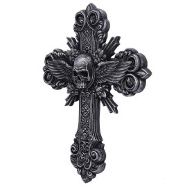 applique gothique Crucifix Cross Skull and Wings B5256S0