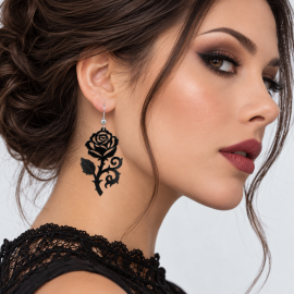 Boucles d'Oreilles Gothiques Black Rose #1