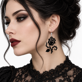 Boucles d'Oreilles Gothiques Black Rose #10