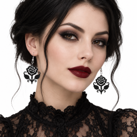 Boucles d'Oreilles Gothiques Black Rose #11