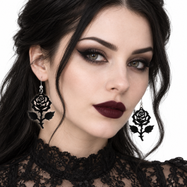 Boucles d'Oreilles Gothiques Black Rose #12