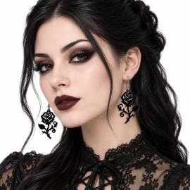 Boucles d'Oreilles Gothiques Black Rose #13