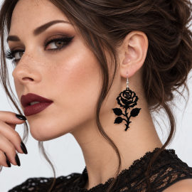 Boucles d'Oreilles Gothiques Black Rose #2