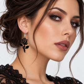 Boucles d'Oreilles Gothiques Black Rose #4