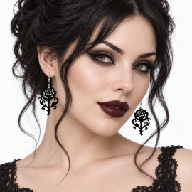 Boucles d'Oreilles Gothiques Black Rose #5