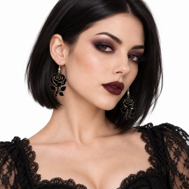 Boucles d'Oreilles Gothiques Black Rose #6