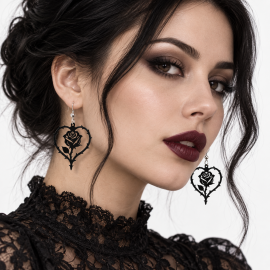 Boucles d'Oreilles Gothiques Black Rose #7