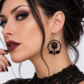 Boucles d'Oreilles Gothiques Black Rose #8