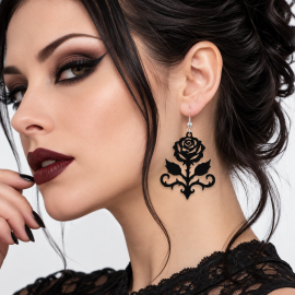 Boucles d'Oreilles Gothiques Black Rose #9