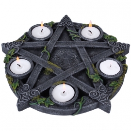 Bougeoir gothique Wiccan Pentagram