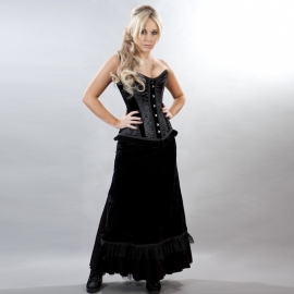 BURLESKA - Jupe Gothique Burleska Morgana Black Satin Flock