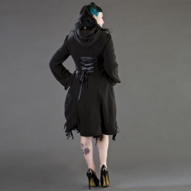 BURLESKA - Manteau Gothique Burleska Elizabeth Black Fleece