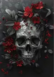 Carte postale Gothique - Skull n' Flowers #1