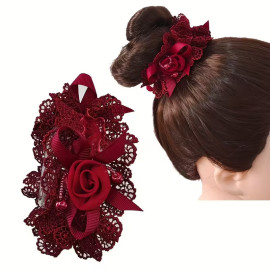 Chouchou Gothique Red Lace Rose