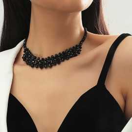 Collier Gothique Black Pearls Illusion