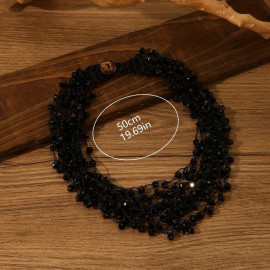 Collier Gothique Layers of black pearls