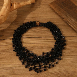 Collier Gothique Layers of black pearls