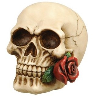 Crâne avec rose rouge / Figurines de Crânes