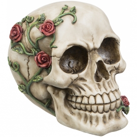 Figurine Crâne avec roses rouges