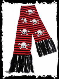 Echarpe gothique queen of darkness rayée Red Skulls