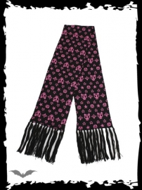 Echarpe gothique queen of darkness Pink Skulls Girly and Stars