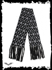 Echarpe gothique queen of darkness White Skulls Girly and Stars