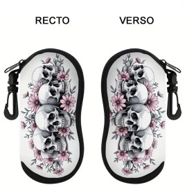 Etui à lunettes gothique Skulls and Pink Flowers