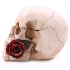 Figurine Crâne avec rose rouge