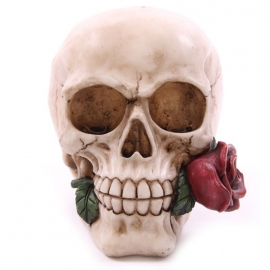 Figurine Crâne avec rose rouge
