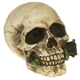 Figurine Crâne avec rose noire