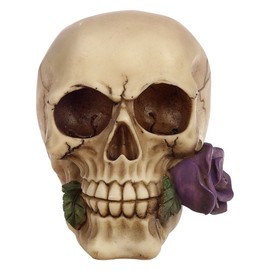 Figurine Crâne avec rose violette