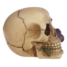 Figurine Crâne avec rose violette