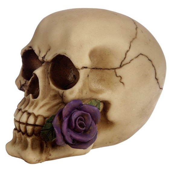 Crâne avec rose violette / Figurines de Crânes