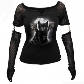 haut gothique avec avant-bras spiral direct Bat Cat