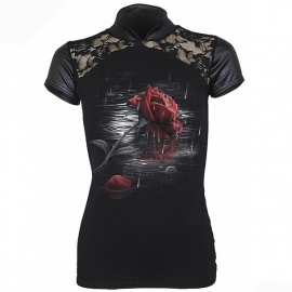 haut gothique avec dentelle et simili cuir spiral direct rose reflections