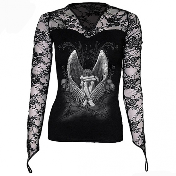 T-Shirt Gothique avec dentelle 