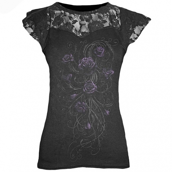 T-Shirt Gothique avec Dentelle 