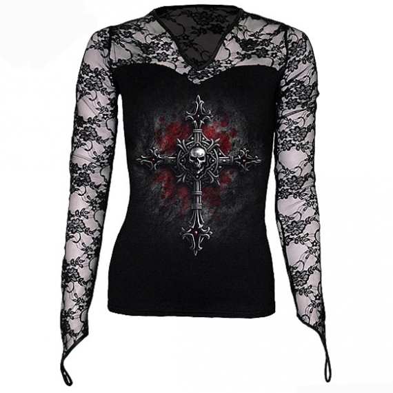 T-Shirt Gothique avec dentelle 