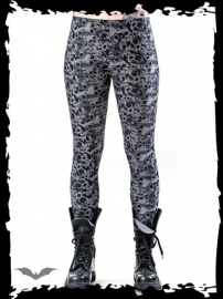 legging gothique queen of darkness grey skulls and roses