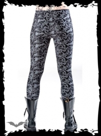 legging gothique queen of darkness grey skulls and roses