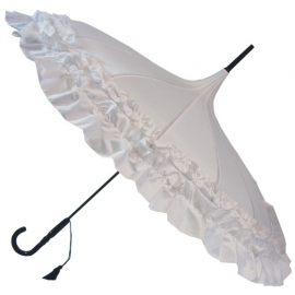 Parapluie Gothique White Frill Pagoda