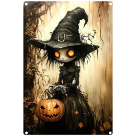 Plaque Métal Halloween Black Witch