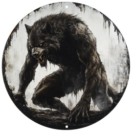 Plaque Métal ronde Vintage Werewolf