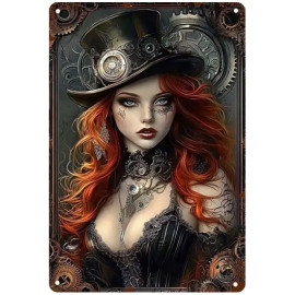 Plaque Métal Steampunk Beauty