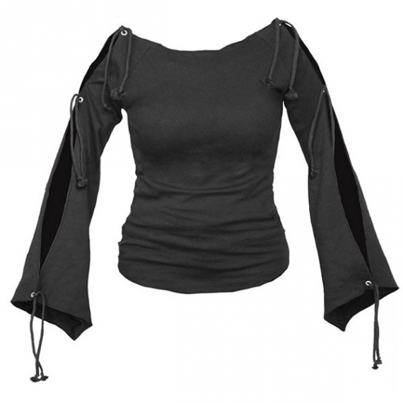 T-Shirt Gothique avec Lacets - L / T-Shirts Goth. Femme L