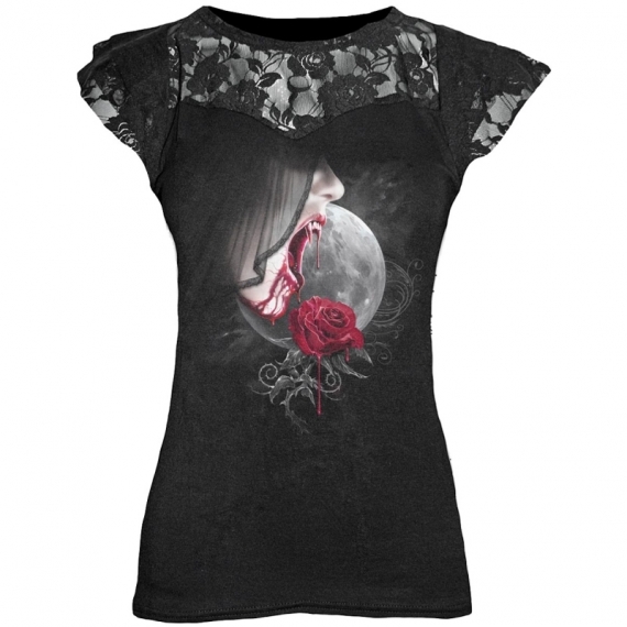 T-Shirt Gothique avec Dentelle 